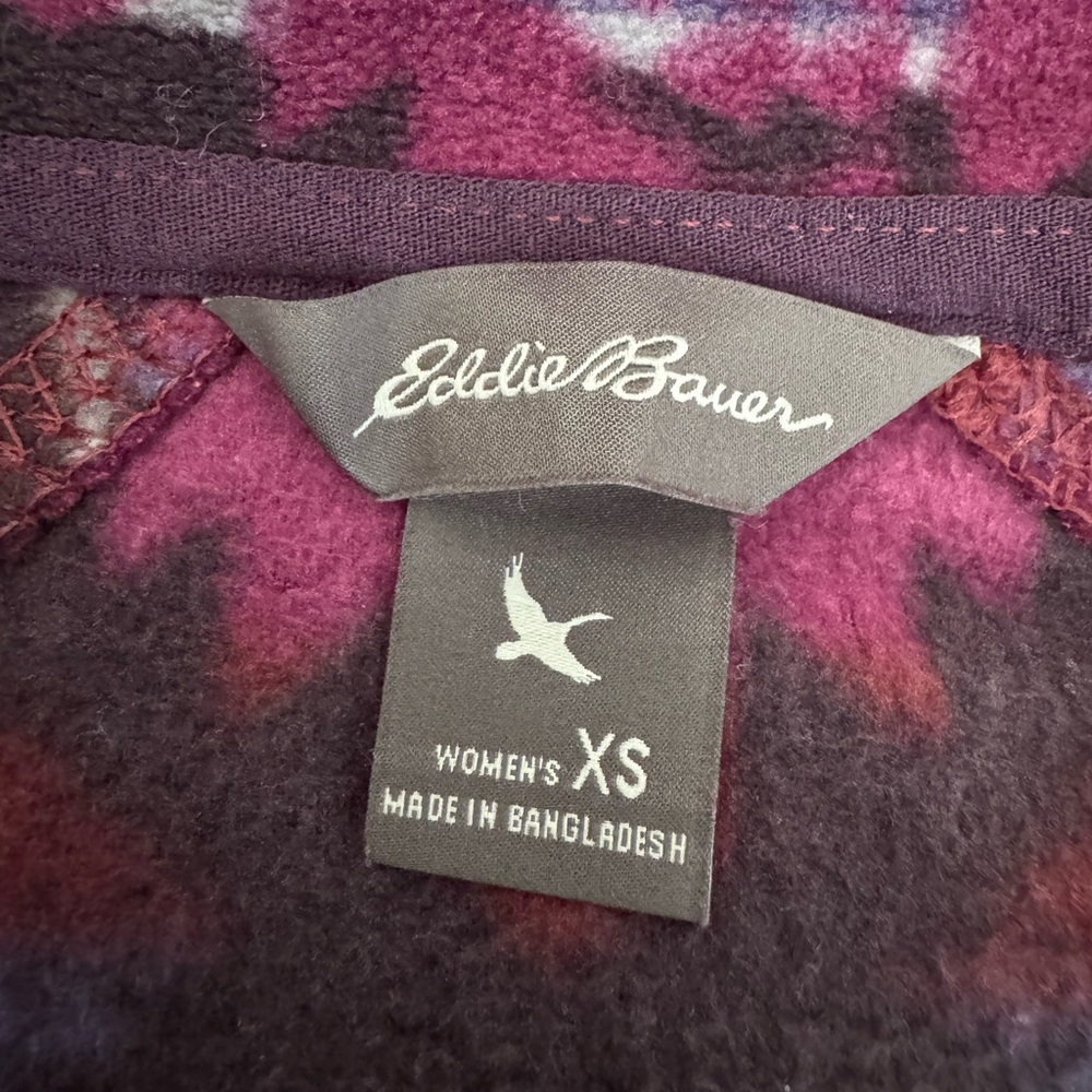 Eddie Bauer Burgundy Patterned Half Zip Pullover - image 5